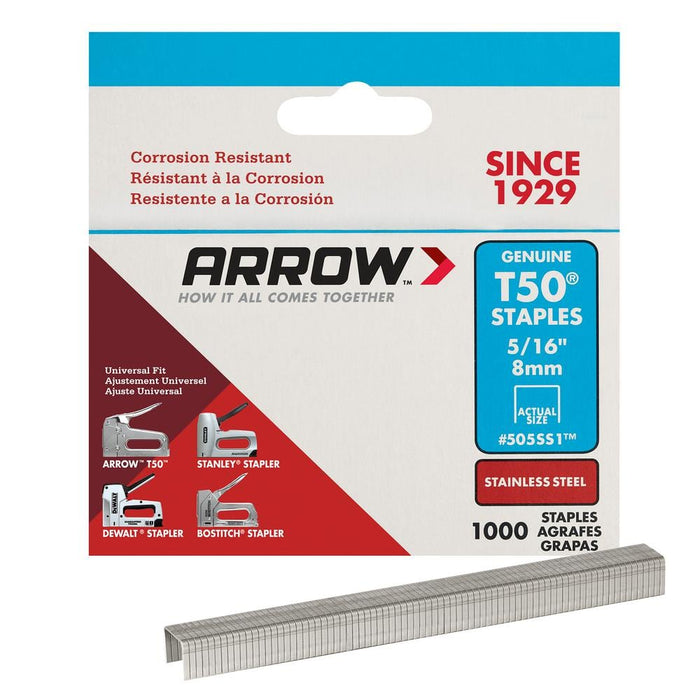 Stainless Steel Staples 5/16 in. Leg x 3/8 in. 505SS1 T50 Medium Crown 20-Gauge Heavy-Duty (1000-Pack) — view 4