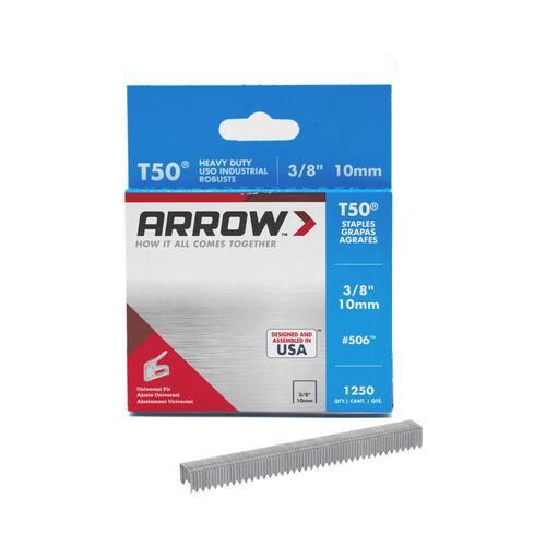 Steel Staples 3/8 in. Leg x 3/8 in. 506 Galvanized Medium Crown Divergent Point 20-Gauge Heavy-Duty (1,250-pack)