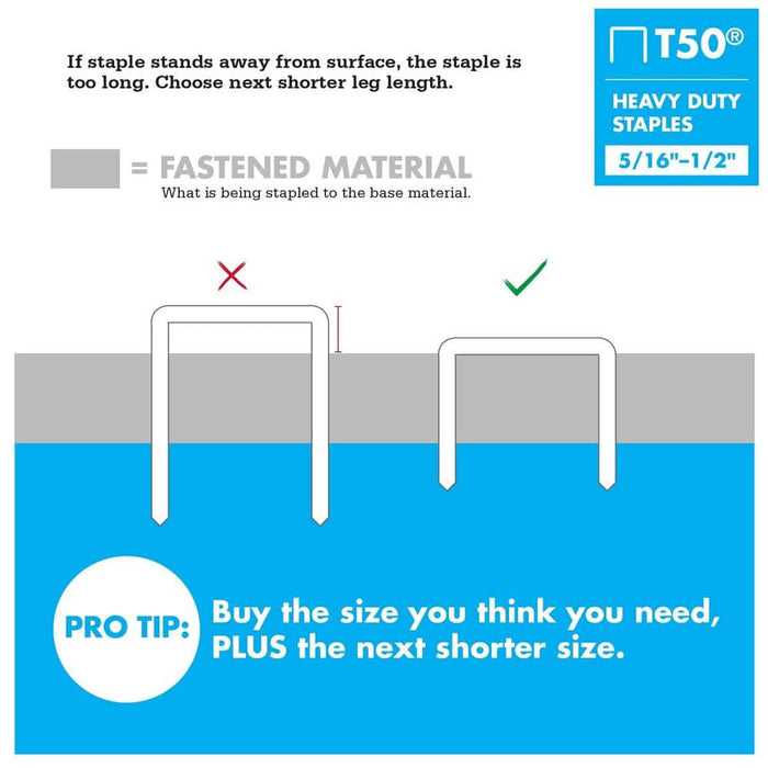 Stainless Steel Staples 3/8 in. Leg x 3/8 in. 506SS1 T50 Medium Crown 20-Gauge Heavy-Duty (1000-Pack) — view 3
