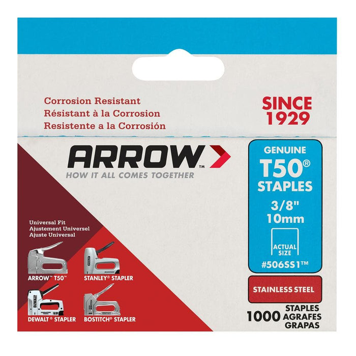 Stainless Steel Staples 3/8 in. Leg x 3/8 in. 506SS1 T50 Medium Crown 20-Gauge Heavy-Duty (1000-Pack) — view 5