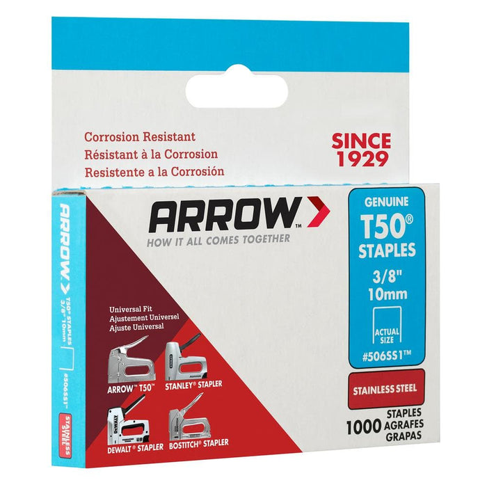 Stainless Steel Staples 3/8 in. Leg x 3/8 in. 506SS1 T50 Medium Crown 20-Gauge Heavy-Duty (1000-Pack) — view 8