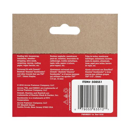 Staples Stainless-Steel 1/2 in. T50 (1,000-Pack) 5