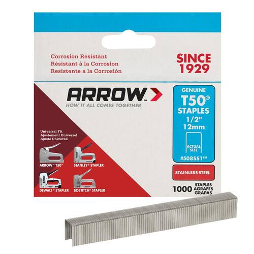 Staples Stainless-Steel 1/2 in. T50 (1,000-Pack) 3