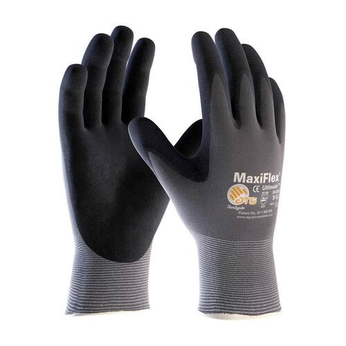 Work Gloves Nitrile Coated Gray with Touchscreen Capability Men's Large MaxiFlex Ultimate 1 pair