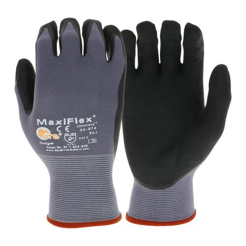 maxiflex gardening gloves Work Gloves Nitrile Coated Gray with Touchscreen Capability Men's Large MaxiFlex Ultimate
