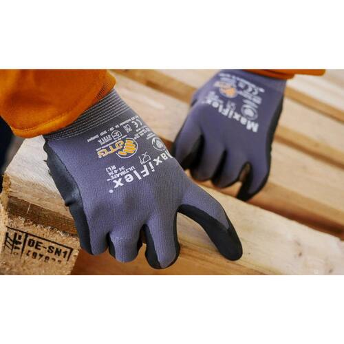 maxiflex gardening gloves Work Gloves Nitrile Coated Gray with Touchscreen Capability Men's Large MaxiFlex Ultimate