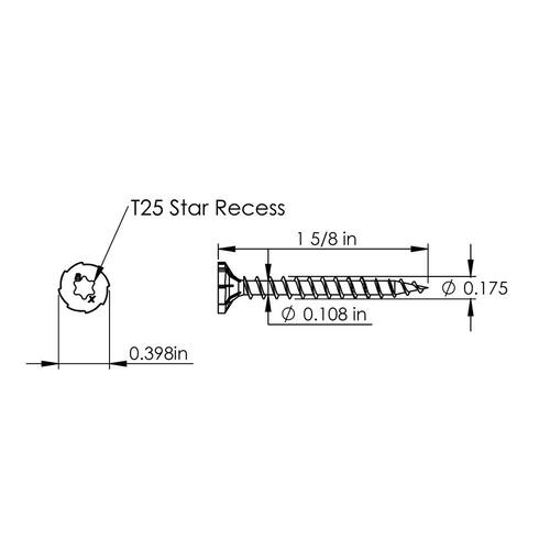 Star Drive Serrated Head Cement Board Screws, #9 x 1-5/8 in., 140-Pack