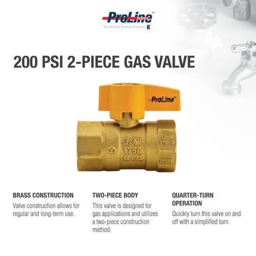 Gas Valve Brass 3/4 in. FPT 2-Piece