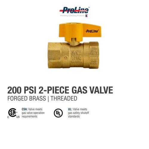 Gas Valve Brass 3/4 in. FPT 2-Piece