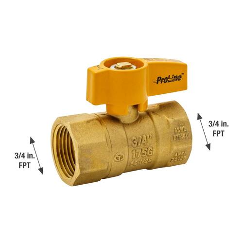 Gas Valve Brass 3/4 in. FPT 2-Piece