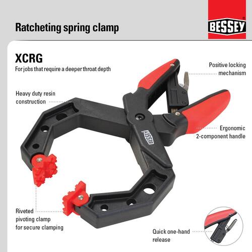 Hand Clamp Square Jawed Ratcheting 3 in. Throat Depth with 4 in. Capacity