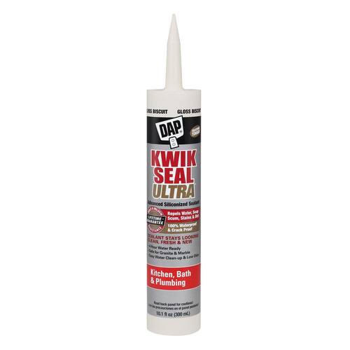 Siliconized Caulk, Kwik Seal Ultra, Biscuit, Advanced, Kitchen and Bath, 10.1 oz.