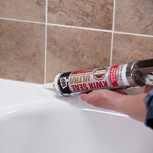 Siliconized Caulk, Kwik Seal Ultra, Biscuit, Advanced, Kitchen and Bath, 10.1 oz.