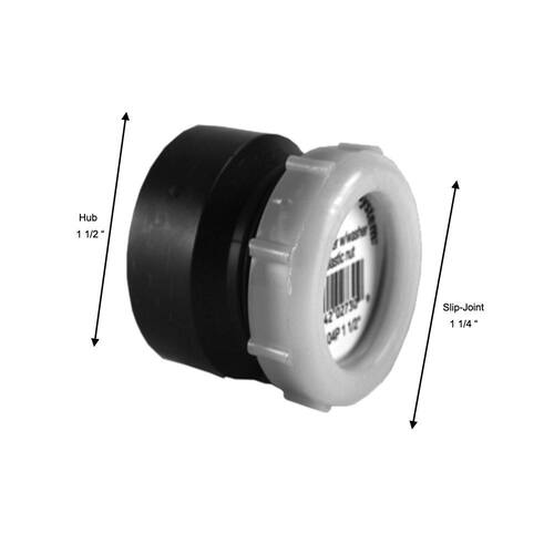 ABS DWV Trap Adapter 1-1/2 in. x 1-1/4 in.