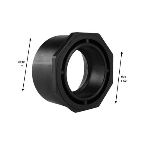 ABS  Flush Bushing 2 in. x 1-1/2 in. Spigot x Hub DWV