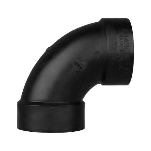 ABS  90-Degree  Elbow Fitting 4 in. x 4 in. Hub x Hub DWV