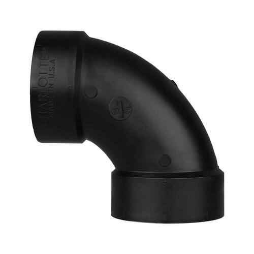 ABS  90-Degree  Elbow Fitting 4 in. x 4 in. Hub x Hub DWV