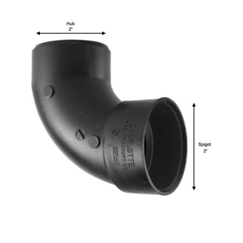 ABS  90-Degree Elbow Fitting 2 in. Hub x Spigot Street  DWV