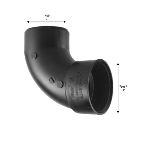 ABS DWV Elbow Fitting 90-Degree Hub x Spigot 4 in.