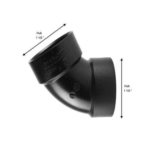 ABS  60-Degree Elbow Fitting 1-1/2 in. Hub x Hub  DWV