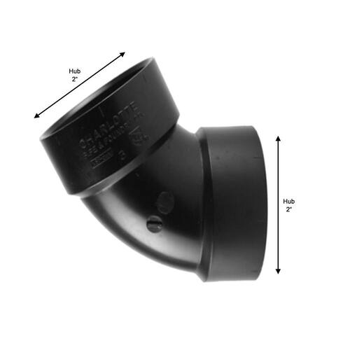 ABS  60-Degree Elbow Fitting 2 in. Hub x Hub  DWV