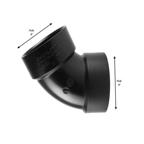 ABS  60-Degree Elbow Fitting 4 in. Hub x Hub DWV