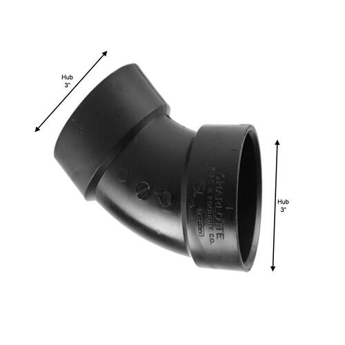 ABS  45-Degree Elbow Fitting 3 in.Hub x Hub  DWV