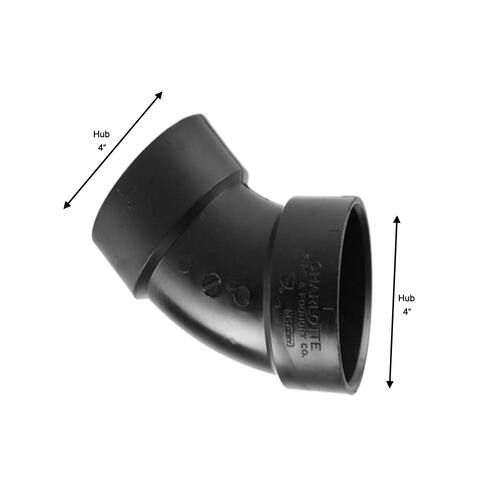 ABS  45-Degree Elbow Fitting 4 in. Hub x Hub DWV