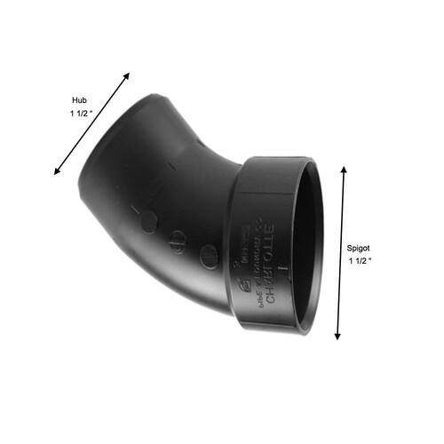 ABS  45-Degree Elbow Fitting 1-1/2 in. Hub x Spigot Street DWV