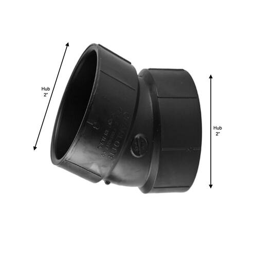 ABS DWV 22-1/2-Degree Hub x Hub Elbow Fitting 2 in.