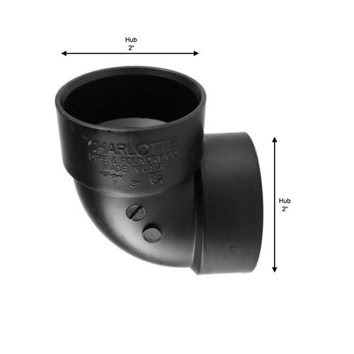 Vent Elbow Fitting ABS DWV 90-Degree 2 in. Hub x Hub