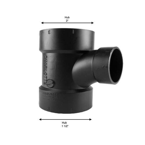 ABS  Sanitary Tee Fitting 1-1/2 in. x 1-1/2 in. x 2 in. All Hub DWV