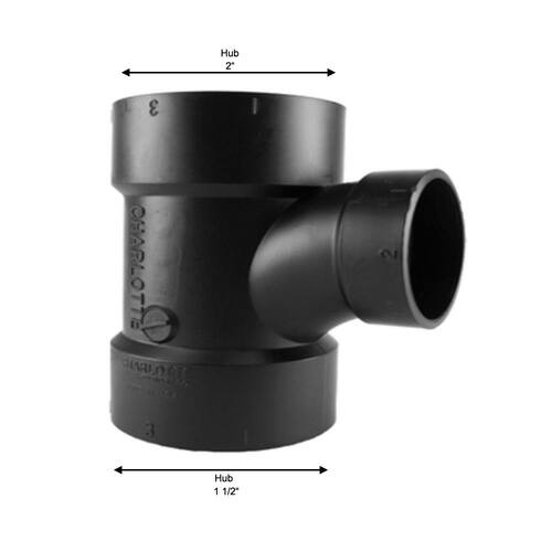 ABS  Sanitary Tee Fitting 2 in. x 1-1/2 in. All Hub  DWV