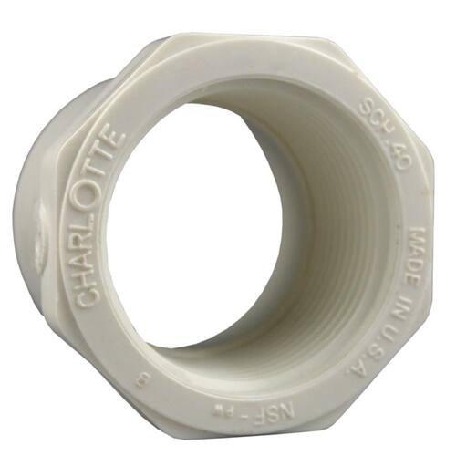 PVC Schedule 40 Spigot x FPT Reducer Bushing Fitting 1 in. x 3/4 in.