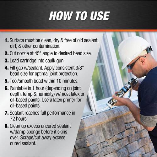 Exterior Sealant, DYNAFLEX ULTRA, Advanced, Black, Window, Door, and Siding, 10.1 oz.