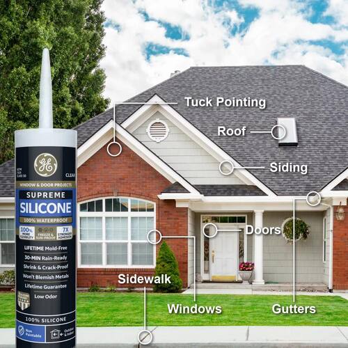 Silicone Caulk, Supreme, Window and Door Sealant, Black, 10.1 oz.