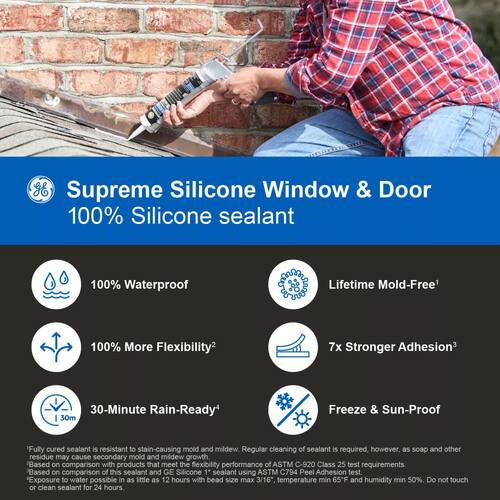 Silicone Caulk, Supreme, Window and Door Sealant, Black, 10.1 oz.