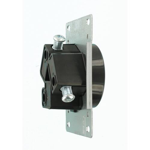 Single Outlet 50 Amp 125/250-Volt Shallow Flush Mounted, Black