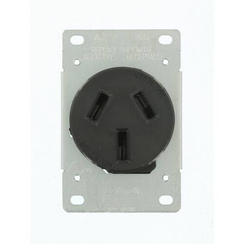 Single Outlet 50 Amp 125/250-Volt Shallow Flush Mounted, Black