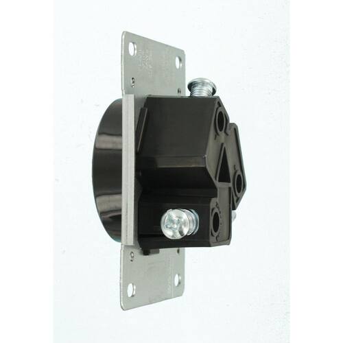 Single Outlet 50 Amp 125/250-Volt Shallow Flush Mounted, Black