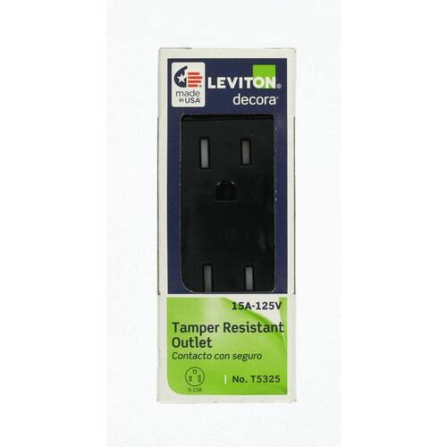 Duplex Outlet Tamper Resistant 15 Amp, Black 1pc.