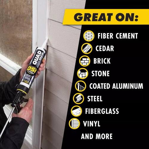 Caulk Sealant, Quad Max, Window, Door and Siding, Black #003, 9.5 oz. Cartridge