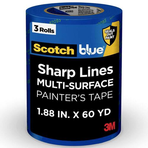 Painter's Tape, Sharp Lines, Multi-Surface, with Edge-Lock, ScotchBlue, 1.88 in. x 60 yd. (3-Pack)