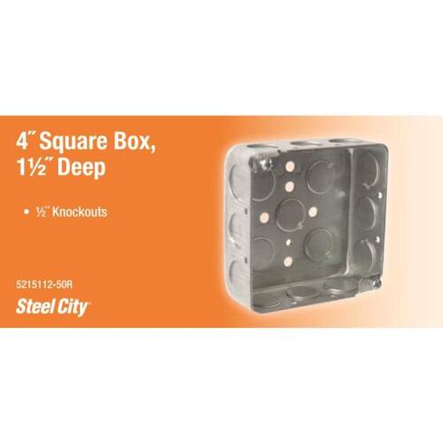 Electrical Box 4 in. x 1-1/2 in. 2-Gang Square Steel