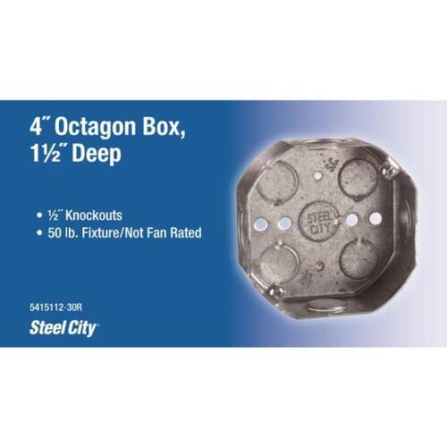 Octagon Box 4 in. with 1/2 in. Knockouts