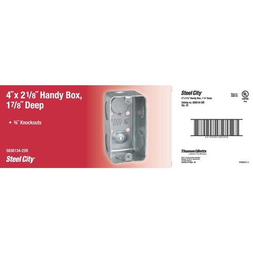 Handy Box 4 in. x 2-1/8 in. with 3/4 in. Knockouts