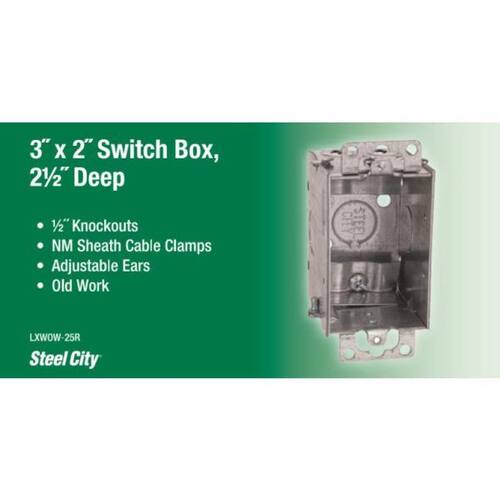 Switch Box 1-Gang Steel Old Work 3 in. x 2 in. x 2-1/2 in.