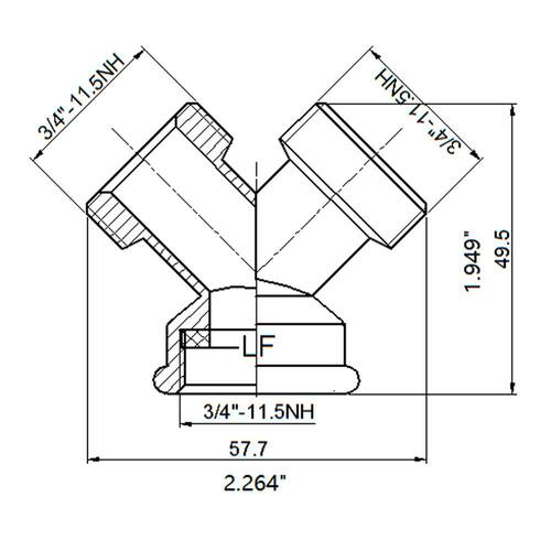 Brass Wye 3/4 in. FHT x 3/4 in. FHT x 3/4 in. MHT