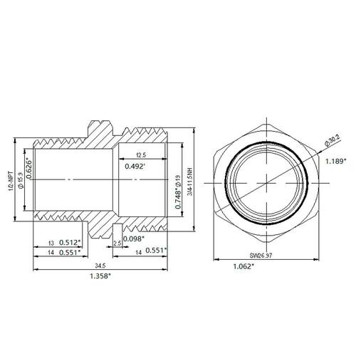 Brass Adapter Fitting 3/4 in. MHT x 1/2 in. MIP