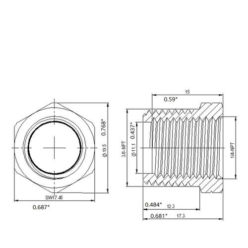 Brass Bushing 3/8 in. Male Threaded PSI-150